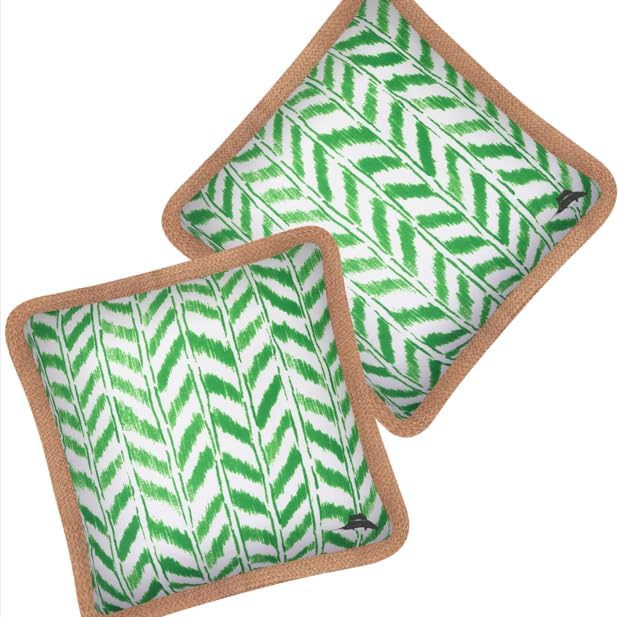 Tommy Bahama 18" x 18" Indoor/Outdoor Pillows, Pack of 2, Chevron Green | Water-Resistant, Fade-Resistant Cushions with Inserts, Reversible Covers For Patio, Poolside And Garden Seating