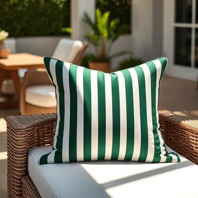 RSH DECOR: Sunbrella Square Throw Pillows Set of 4 | 20" x 20" | Water and Fade-Resistant Performance Fabric | Outdoor Pillow Covers with Down-Alternative Inserts | Mason Forest Green