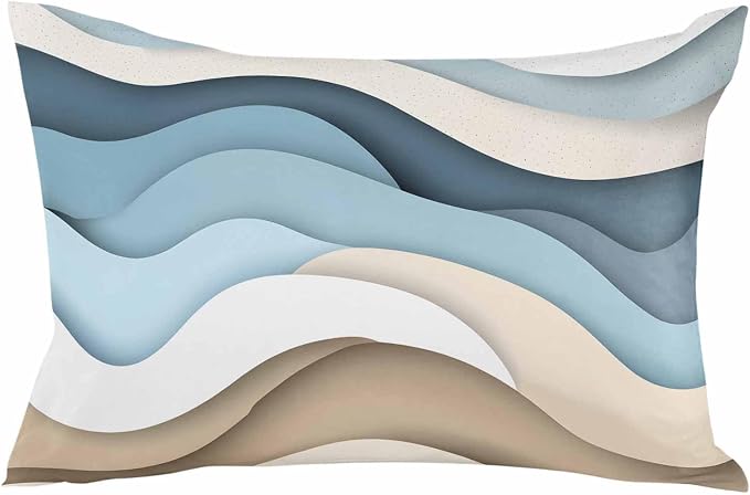 Pack of 2 Blue Brown Abstract Outdoor Pillow Waterproof Covers 20x12 inch, Gradient Water Ripple Polyester Throw Pillow Covers Garden Cushion Decorative Case for Patio Couch Decoration