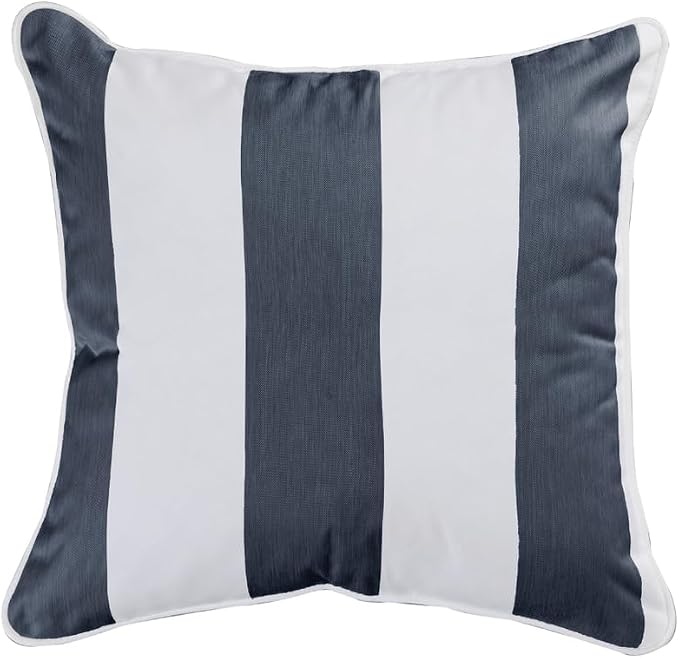 East Green 18 x 18 Square Outdoor Accent Pillow, Set of 2, Navy Stripe