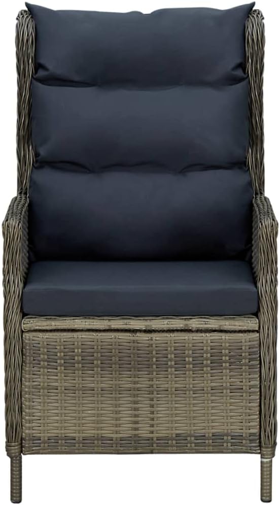 9 Piece Patio Dining Set with Cushions Poly Rattan Brown | Powder-coated Steel Frame, Glass Tabletop, Adjustable Backrest, Removable Cushion Covers