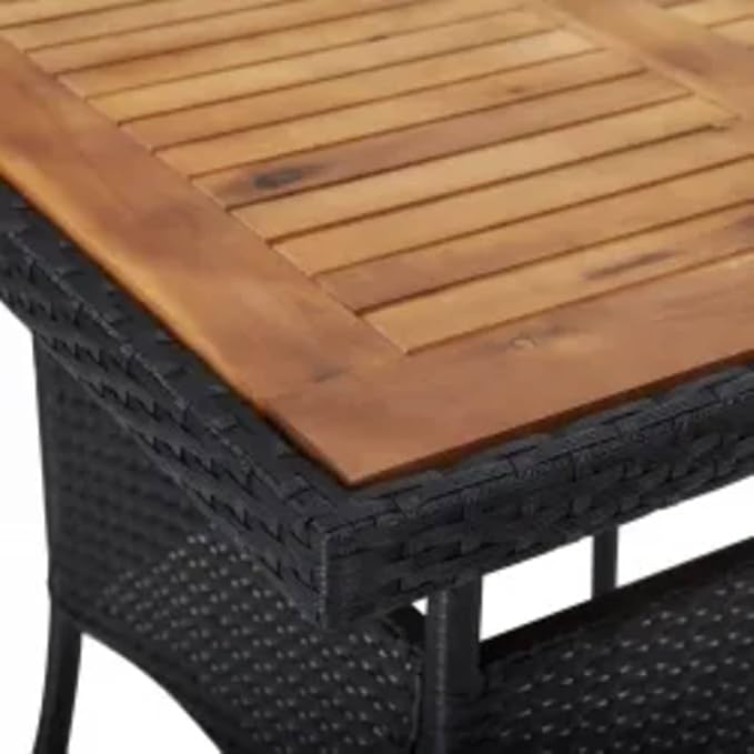 5-Piece Black Poly Rattan Dining Set with Removable Covers, Weather-Resistant Outdoor Furniture and Sturdy Metal Frame for Patio or Garden
