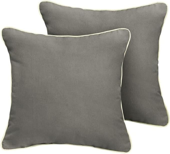 Sorra Home Sunbrella Canvas Charcoal Outdoor Pillow Set, 18 in x 18