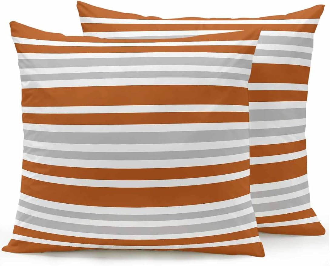 Outdoor Waterproof Throw Pillows Abstract Modern Stripes Patio Pillows Pack of 2,Decorative Pillow Covers with Insert,Pillow Cushion Case for Garden Couch Sofa Orange White Gray