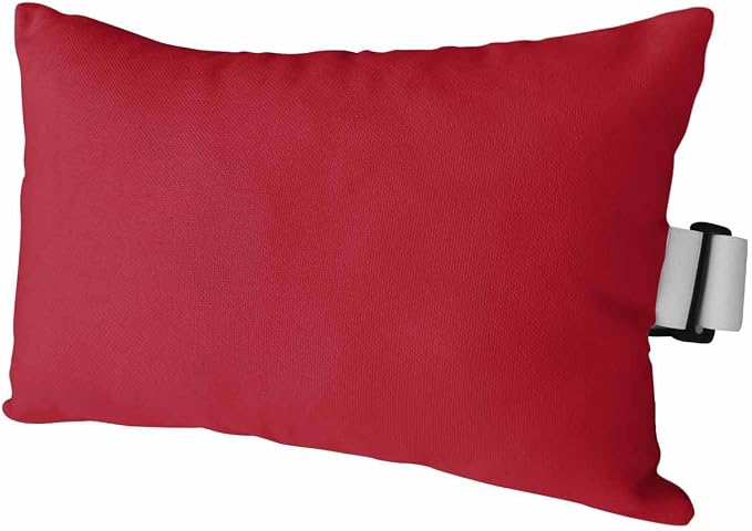 DecorLovee Pure Red Outdoor Recliner Pillows for Head, Waterproof Chair Pillow with Elastic Stripe, Simple Solid Color Chaise Lounge Headrest Pillow for Patio/Beach/Pool 1Pack, 11"x16"