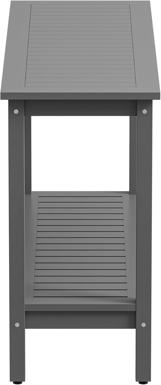 Wooden Console Table, 48in 2-Shelf Solid Wood Patio Side Table, Indoor Outdoor Buffet Bar Organizer with Foot Sliders (Grey)