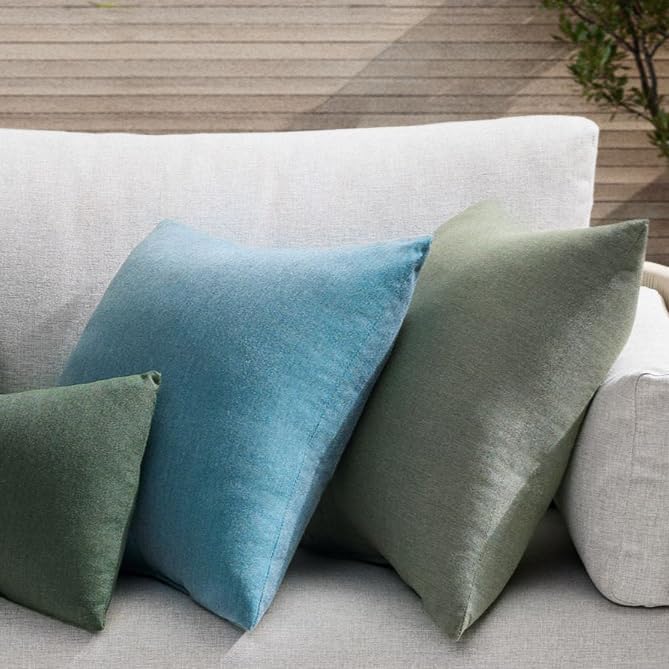 RSH DECOR: Sunbrella Square Throw Pillows Set of 4 | 24" x 24" | Water and Fade-Resistant Performance Fabric | Outdoor Pillow Covers with Down-Alternative Inserts | Canvas Rust
