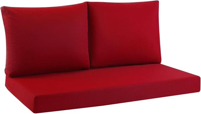Outdoor Loveseat Cushions for Patio Furniture, Waterproof Couch Hampton Bay Deep Seat Cushion Replacement Set 46" x 26", Patio Love Seat Sofa Cushions for Porch Garden Chair, Black Pattern