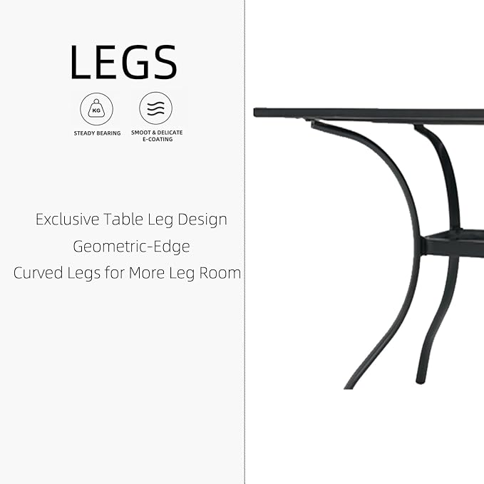 Patio Dining Table for 4,Steel Slatted Round Outdoor Table with Adjustable Umbrella Hole,48",Black