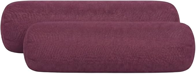 RSH DECOR: Sunbrella Neck Roll Pillows Set of 2 | 24” x 8” | Outdoor Bolster for Patio, Deck, Porch, or Poolside Chairs | Fade & Water-Resistant | Made in USA (Canvas Iris)