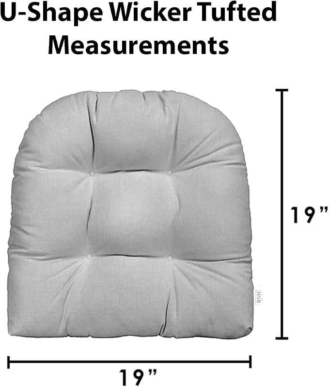 RSH DECOR: Sunbrella Tufted Wicker U-Shape Cushions Set of 2 | 19” x 19” | Water and Fade-Resistant Performance Fabric | Outdoor Seat Cushions for Patio Furniture | Canvas Burgundy