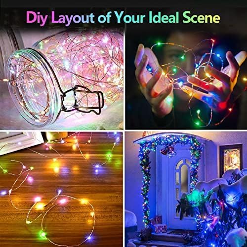 2 Pack 100 LED Fairy Lights Battery Operated with Remote, 33 FT Multicolor | Cuttable, 8 Modes, Memory, Dimmable, Waterproof Battery String Lights with Timer for Indoor Outdoor, Christmas Decorations