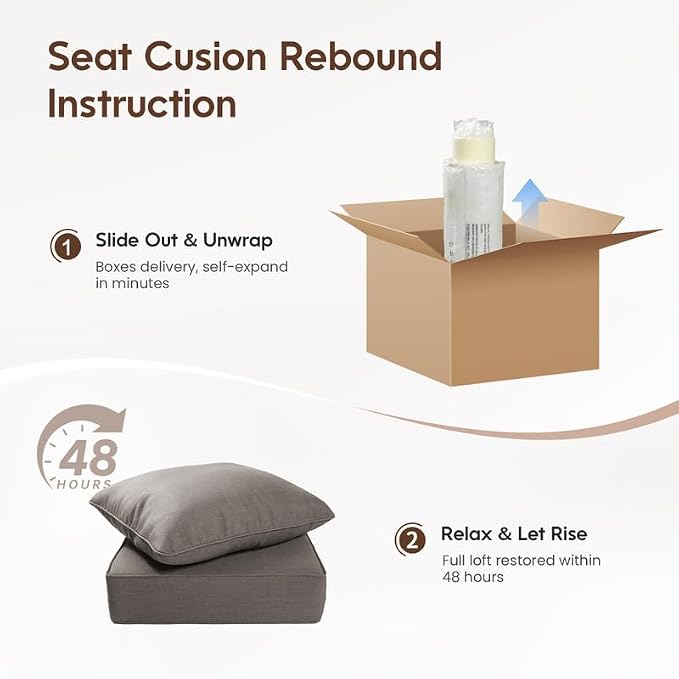 Luxury 22*24*6in Outdoor Patio Cushions, 5 Pieces Grey Outdoor Cushion | 6'' Thick Outdoor Cushions, Water-Resistant, Reversible, Removable Cover, for Patio Chairs Sofa Couch Loveseat