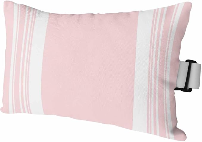 Outdoor Lumbar Pillow Set of 1, Farmhouse Pink Waterproof Beach Headrest Pillow with Inserts, Aesthetic Modern Line Striped Recliner Throw Pillows for Patio Furniture, 11 x 16