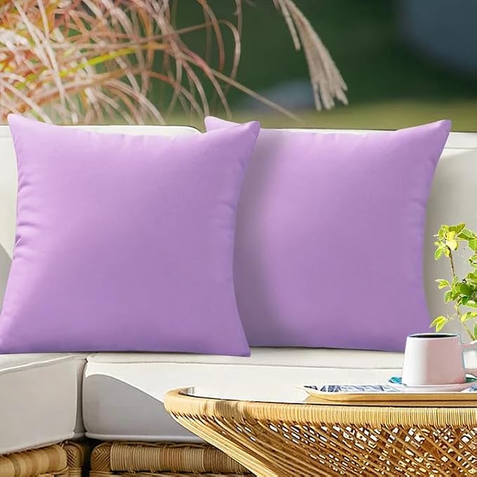 VAKADO Outdoor Waterproof Throw Pillow Covers 22X22 Set of 2 Decorative Purple Patio Furniture Cushion Cases Outside Decor for Couch Garden Bench Porch