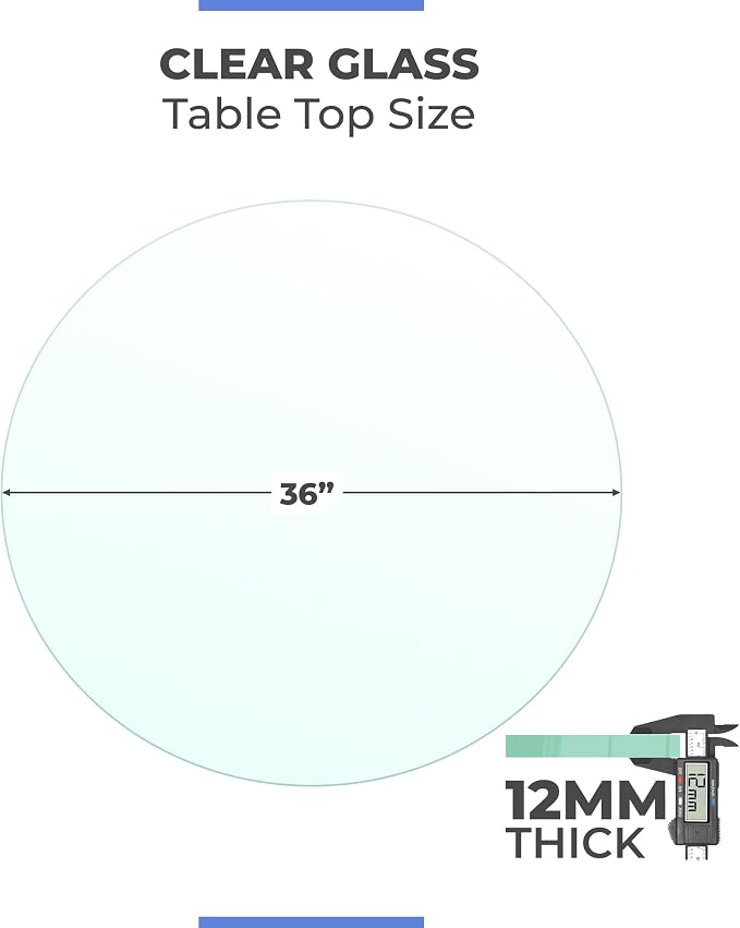Round Clear Tempered Glass Table Top 36 Inch with 1/2 Inch Thick Ogee Polished Edge Ideal for Tables Desks Workspaces and Outdoor Furniture by Fab Glass and Mirror