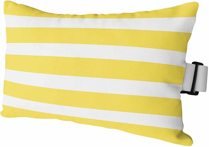 Modern Stripes Lines Outdoor Head Pillows for Recliner Lounge Chair,Pack of 1 Waterproof Throw Pillow Cushion Cases with Insert&Elastic Strap,Yellow and White Neck Pillow for Patio Beach