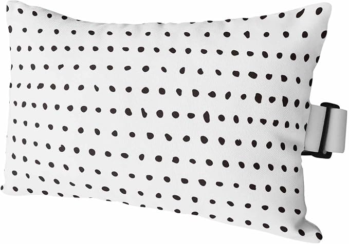 Chaise Lounge Headrest Pillow 1 Pack, White Waterproof Chair Pillows with Insert & Adjustable Elastic Strap for Beach Recliner, Abstract Black Polka Dot Geometric Minimalist Art Outdoor Patio Pillow