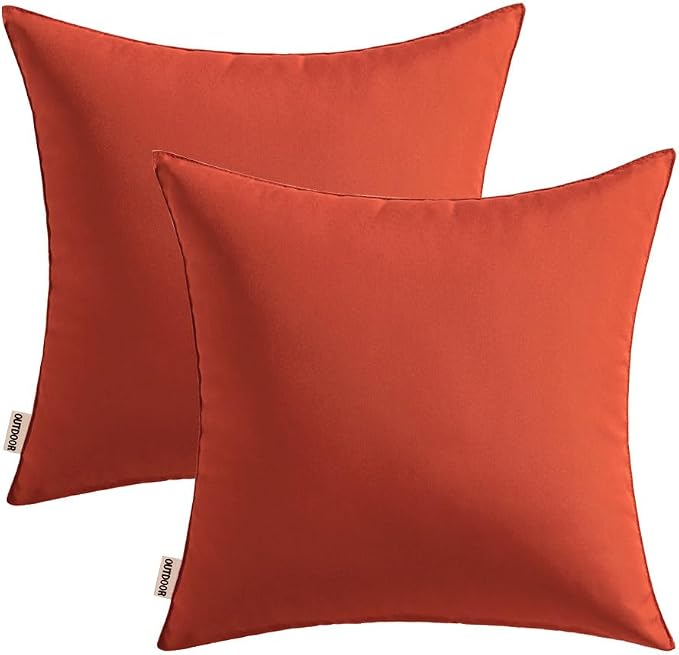 MIULEE Decorative Outdoor Waterproof Pillow Covers 18x18 Burnt Brick | Decorative Patio Furniture,Pack of 2,Accent Square Soild Throw Pillow Covers,Summer Garden Tent Couch Sofa
