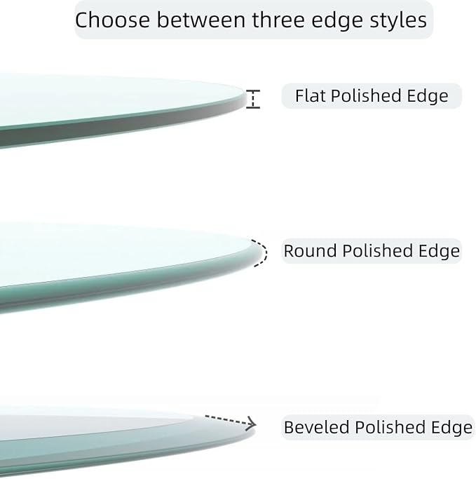 36" Round Glass Table Top - 1/2" Thick Beveled Edge Tempered Glass, Replacement Glass Table Top for Kitchen/Patio Table
