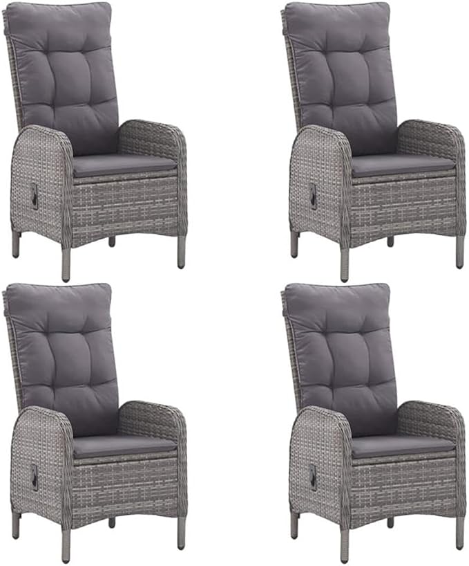 Afuera Living Contemporary 5-Piece Patio Dining Set, Weather-Resistant PE Rattan with Cushions, Gray Finish, Powder-Coated Frame, 31.5 x 31.5 x 29.5 in Table, Garden or Terrace Outdoor Dining
