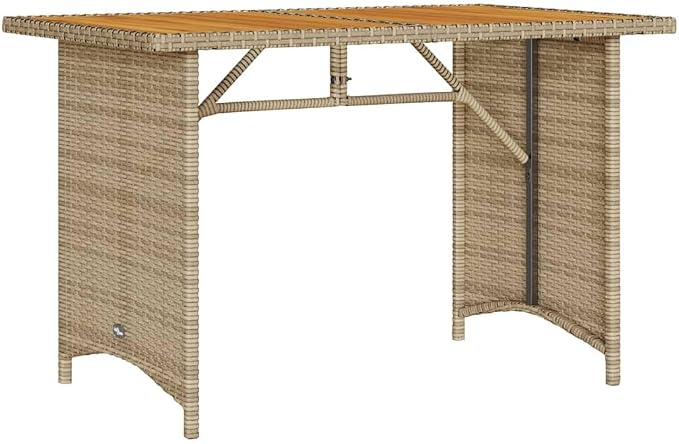 2 Piece Patio Dining Set with Cushions Beige PE Rattan Outdoor Bistro Table and Chairs Set for Garden Backyard Deck, Wooden Comfortable Seating with Removable Washable Covers, Powder Frame UV Proof