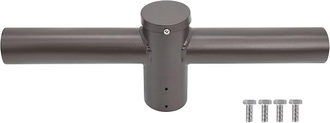 180 Degree Double Bullhorn Mounting Bracket for 2 Lighting Fixtures, Bronze Steel Pole Mount Bracket for Outdoor Shoebox, Parking Lot, Street Light Fixtures