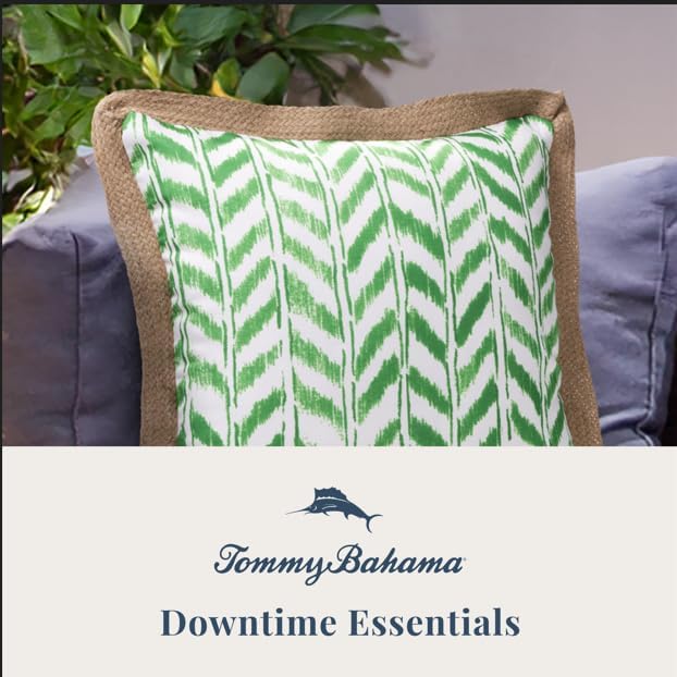 Tommy Bahama 18" x 18" Indoor/Outdoor Pillows, Pack of 2, Chevron Green | Water-Resistant, Fade-Resistant Cushions with Inserts, Reversible Covers For Patio, Poolside And Garden Seating