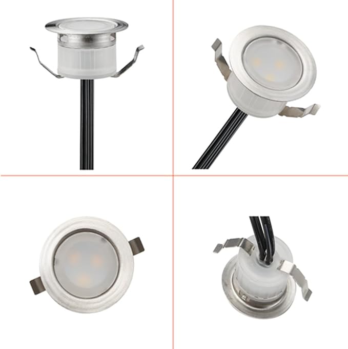 Low Voltage LED Deck Light Waterproof Outdoor Garden Yard Decor Lamps Recessed Wood Decking Stair Landscape Pathway LED Step Lighting (6pcs, Warm White)