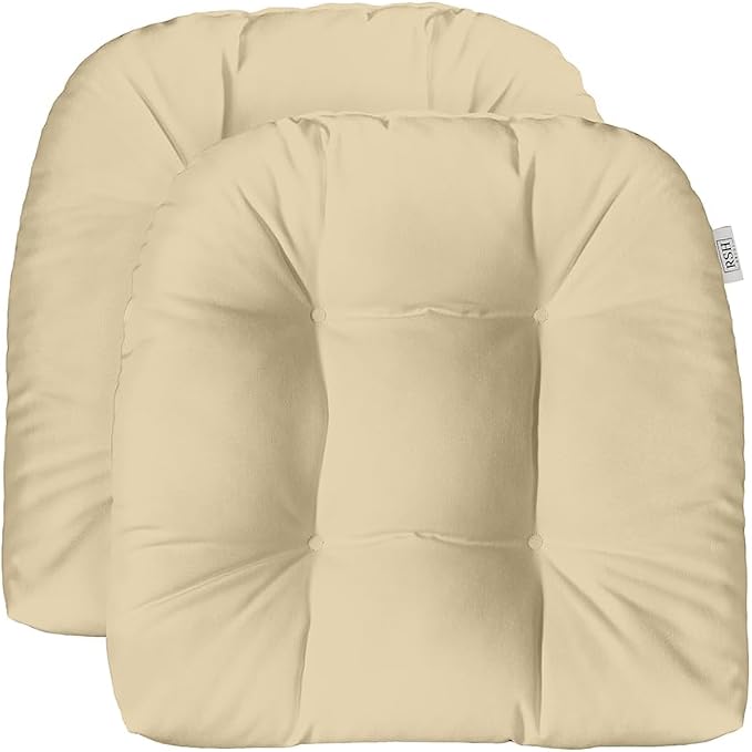 RSH DECOR: Sunbrella Tufted Wicker U-Shape Cushions Set of 2 | 22” x 22” | Outdoor Seat Cushions for Patio Furniture| Crafted with Sunbrella Performance Fabric | Canvas Antique Beige