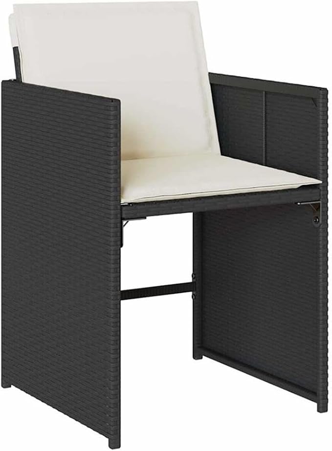 Afuera Living 9 Piece Poly Rattan Garden Dining Set, Black and Cream White, Weather-Resistant Furniture, Cushioned Seats with Removable Covers, Modern Patio or Terrace Outdoor Dining Set for 8 Guests