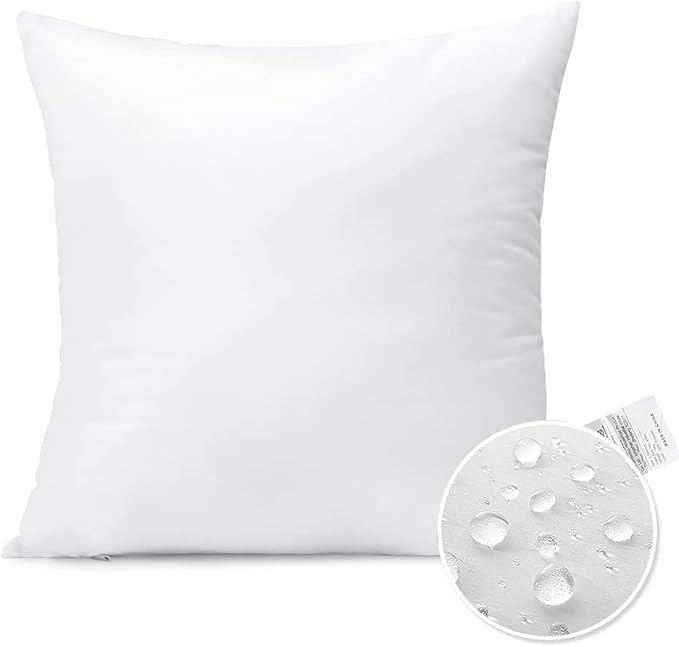 OTOSTAR Waterproof Outdoor Throw Pillow Insert 18x18 Inch Water Resistant Pillow Insert Premium Pillow Stuffer Sham Square Decorative Throw Pillow for Couch Cushion Stuffer Patio Furniture (1 Pack)