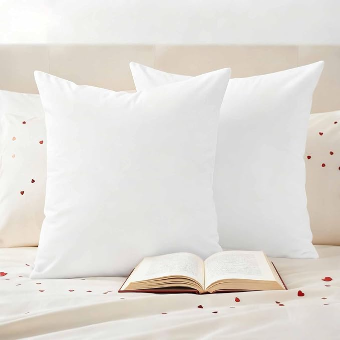 White Waterproof Outdoor Pillow Covers 20''x20'' Set of 2, Modern Simple Patio Furniture White Cushion Covers for Chairs, Decorative Solid Color Pillow Cases for Garden/Pool/Beach