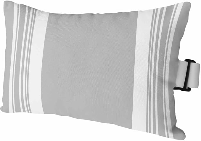 Outdoor Lumbar Pillow Set of 1, Farmhouse Grey Waterproof Beach Headrest Pillow with Inserts, Aesthetic Modern Line Striped Recliner Throw Pillows for Patio Furniture, 11 x 16