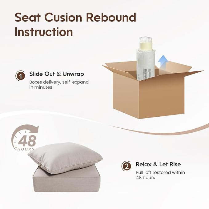 Luxury 22*24*6in Outdoor Patio Cushions, 5 Pieces Beige Outdoor Cushion | 6'' Thick Outdoor Cushions, Water-Resistant, Reversible, Removable Cover, for Patio Chairs Sofa Couch Loveseat