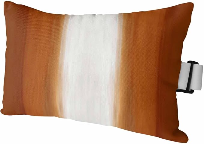 Outdoor Lumbar Pillow Set of 1, Burnt Orange Striped Waterproof Beach Headrest Pillow with Inserts, Orange Ombre Farmhouse Abstract Art Recliner Throw Pillows for Patio Furniture, 12 x 20