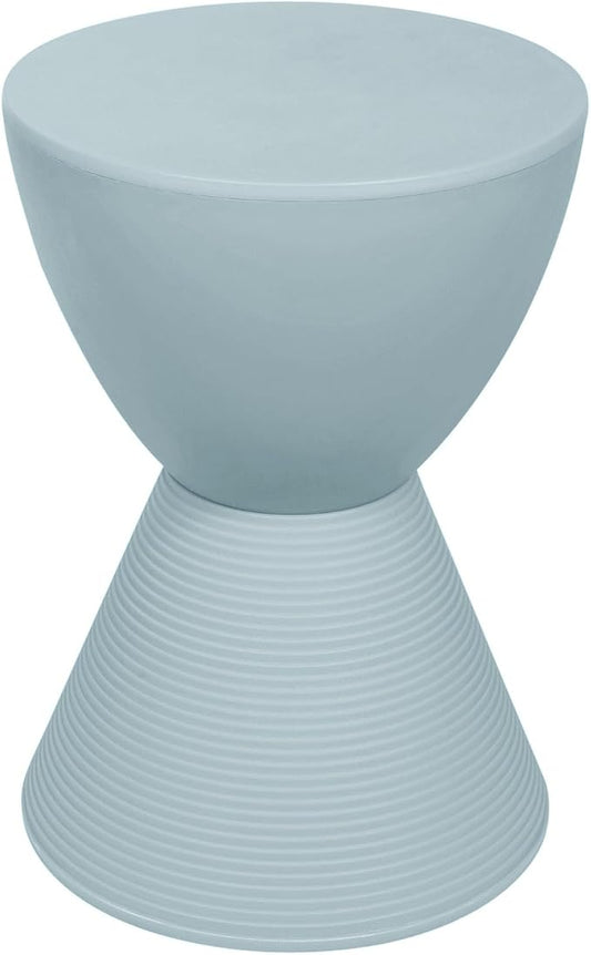 LeisureMod Modern Hourglass Side Table - ABS Shell Drum End Table with Storage for Indoor & Outdoor Use, Dusty Blue