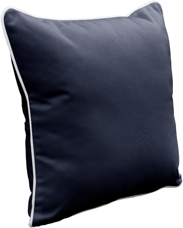East Green 18 x 18 Square Outdoor Accent Pillow, Set of 2, Navy with White Piping
