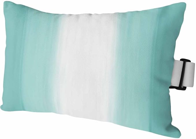 Outdoor Lumbar Pillow Set of 1, Turquoise Ombre Waterproof Beach Headrest Pillow with Inserts, Modern Abstract Art Striped Gradient Recliner Throw Pillows for Patio Furniture, 11 x 16