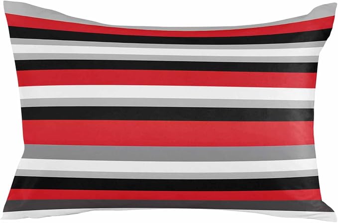 Pack of 2 Red Black Grey Stripes Outdoor Pillow Waterproof Covers 20x12 inch, Geometric Mexican Style Polyester Throw Pillow Covers Garden Cushion Decorative Case for Patio Couch Decoration
