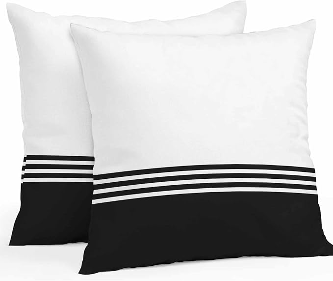 Throw Pillow Covers 24x24 Inch Set of 2, Black White Striped Waterproof Outdoor Cushion Covers, Modern Abstract Art Aesthetics Decorative Pillowcases for Couch, Sofa, Bed, Garden, Patio