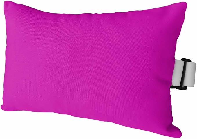 Outdoor Pillow for Lounge Chair with Strap & Insert Rosy Red Recliner Head Pillow Solid Pink Color Waterproof Headrest Patio Lumbar Pillows for Beach Pool Office Chaise Chair 11x16 Inch