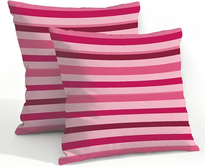 22x22 Inch Outdoor Pillow Covers Set of 2 Waterproof Throw Pillow Covers Decorative Couch Cushion Covers Pink Red Striped Square Pillowcases Protectors for Patio Garden Sofa