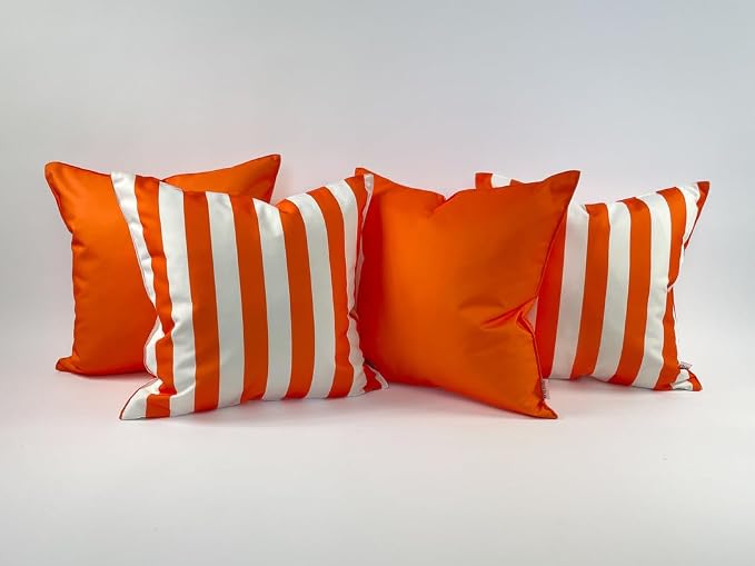 Pack of 2 Outdoor 20''x20'' Solid Waterproof Orange Throw Pillow Covers Decorative Square Patio Pillows for Patio Furniture