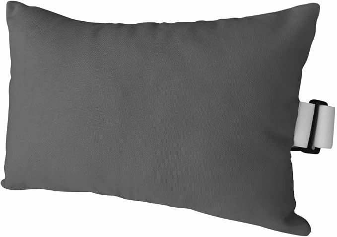 Outdoor Pillow for Lounge Chair with Strap & Insert Dark Grey Pattern Recliner Head Pillow Pure Colour Waterproof Headrest Patio Lumbar Pillows for Beach Pool Office Chaise Chair 11x16 Inch