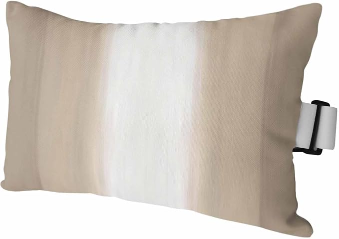 Outdoor Lumbar Pillow Set of 1, Beige Ombre Striped Waterproof Beach Headrest Pillow with Inserts, Beige Gradient Farmhouse Abstract Art Recliner Throw Pillows for Patio Furniture, 12 x 20