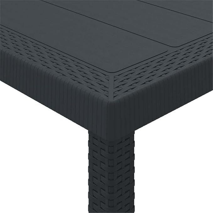 Afuera Living 11 Piece Poly Rattan Patio Dining Set, Anthracite Finish, UV-Resistant with Foam Cushions, Rectangular Table, Modern Outdoor Garden Furniture for Terrace or Backyard Dining, Seats 10