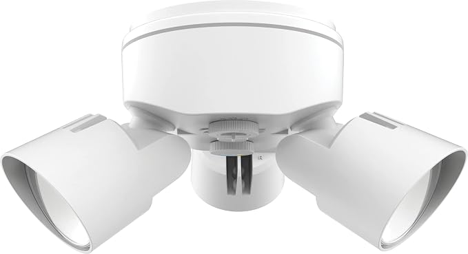 Lithonia Lighting HomeGuard 3-Light LED Outdoor Flood Lights, Dusk to Dawn | White Outdoor LED Lights, Adjustable Lumens, Selectable Color, Round Heads (HGX LED 3RH ALO SWW2 120 PE WH M2)