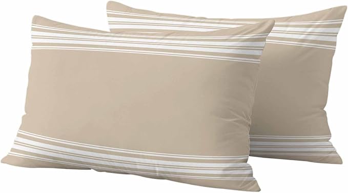 Outdoor Pillow Covers 12x20 Set of 2 Khaki Stripes Outdoor Pillows Waterproof Throw Pillow Covers French Stripe Farmhouse Style Pillowcases Decorative Case for Patio Cushion