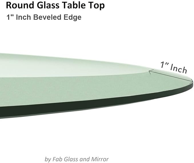16 Inch Round Tempered Beveled Polished Edge Glass Table Top -1/2” Thick Round Glass Table Top–Heavy Duty, Dining, Coffee, and Office Tables by Fab Glass and Mirror